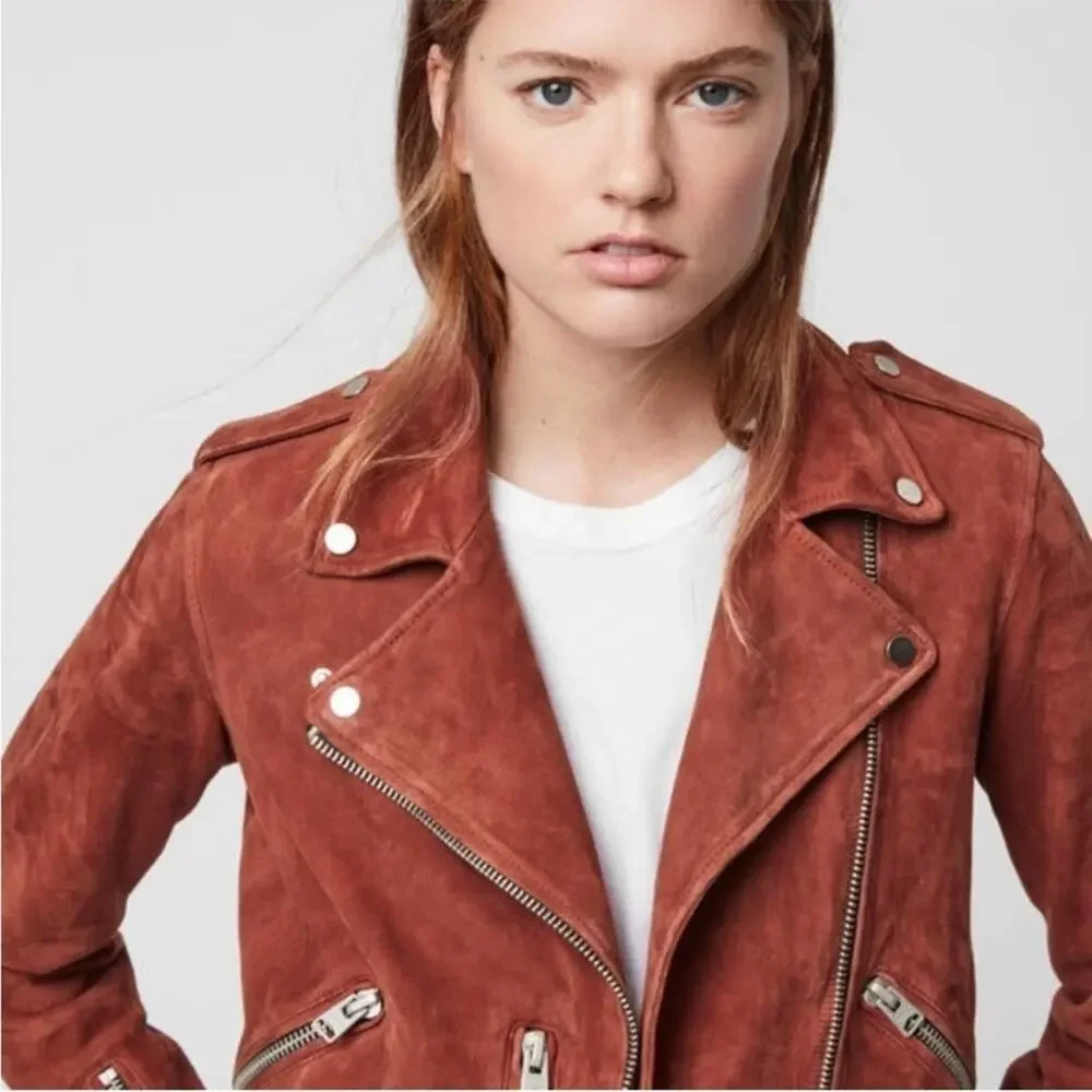 ALLSAINTS Balfern Suede Biker Jacket - Picture 2 of 15